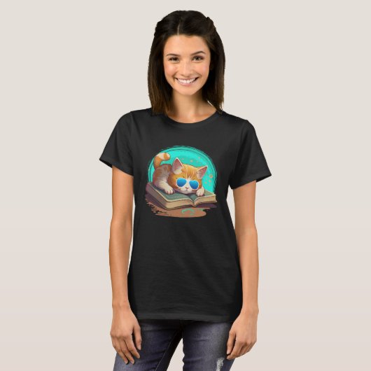 Cat  and Bookworm Book  Books and Cat fans  1 Tシャツ (正面フル)