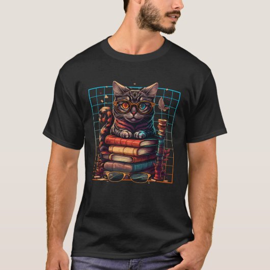 Cat  and Bookworm Book  Books and Cat fans  2 Tシャツ (正面)