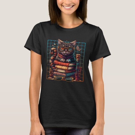 Cat  and Bookworm Book  Books and Cat fans  2 Tシャツ (正面)