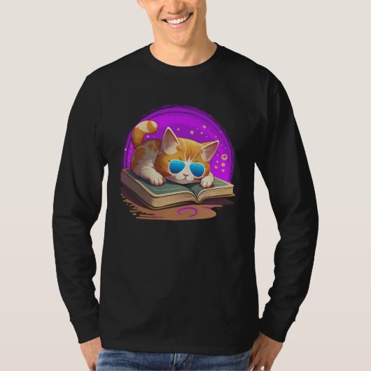 Cat  and Bookworm Book  Books and Cat fans Tシャツ (正面)