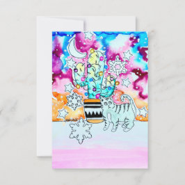 Cat and Cactus Christmas Card 招待状