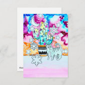 Cat and Cactus Christmas Card 招待状 (正面/裏面)