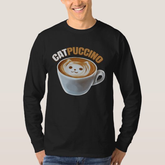 Cat And Cappucino Makes Catpuccino In A Cup On Pur Tシャツ (正面)