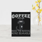Cat And Coffee Tee Design, Funny-cat Morning Humor カード (黄色い花)