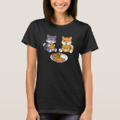 Cat And Corgi Dog Eating Pizza Kids Tシャツ (正面)