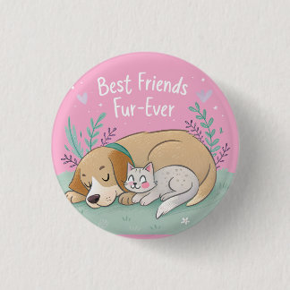 Cat and dog best friends forever 缶バッジ