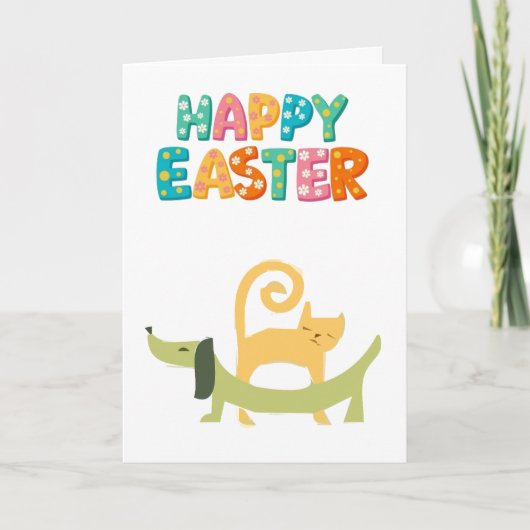 CAT AND DOG HAPPY EASTER DIGITAL DOWNLOAD カード (正面)