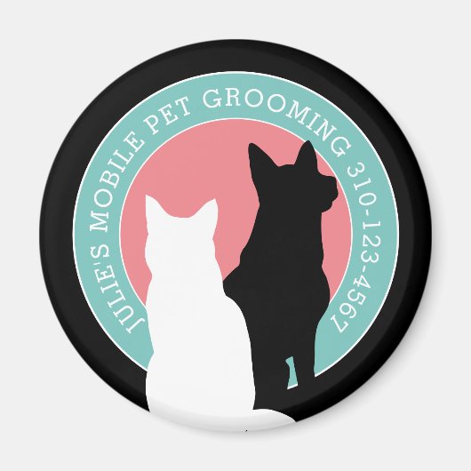 Cat and Dog Mobile Pet Groomer マグネット (正面)