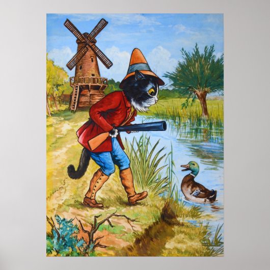 Cat and Duck, Louis Wain ポスター (正面)