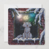 Cat and fireworks - card - by Monika Marzec ノートカード (正面)