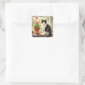 Cat and Flower Themed スクエアシール (バッグ)