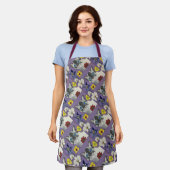Cat and flowers All-Over Print Apron, Medium エプロン (着用した状態)