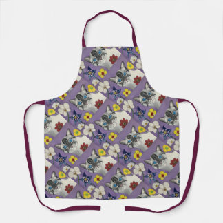Cat and flowers All-Over Print Apron, Medium エプロン