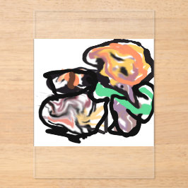 Cat and flowers  fun アクリル招待状