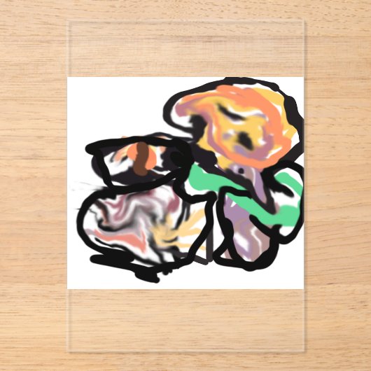 Cat and flowers  fun アクリル招待状 (正面)