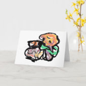 Cat and flowers  fun カード (黄色い花)