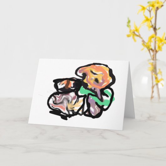 Cat and flowers  fun カード (黄色い花)