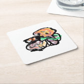 Cat and flowers  fun スクエアペーパーコースター (アングル)