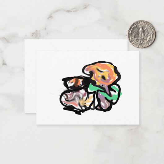 Cat and flowers  fun ノートカード (正面/裏面インサイチュ)