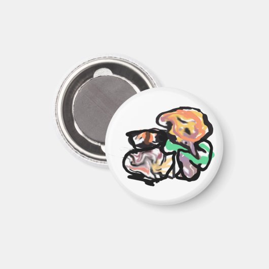 Cat and flowers  fun マグネット (正面/裏面)