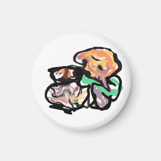 Cat and flowers  fun マグネット (正面)