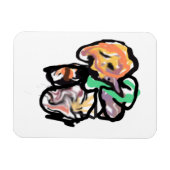 Cat and flowers fun マグネット (横)