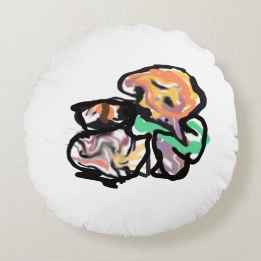 Cat and flowers  fun ラウンドクッション (正面)