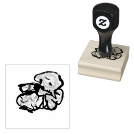 Cat and flowers  fun ラバースタンプ