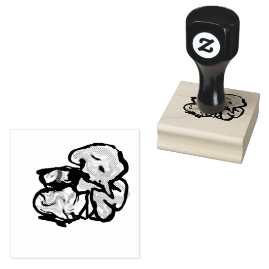 Cat and flowers  fun ラバースタンプ (押印)