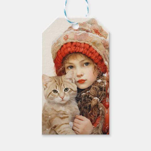CAT AND GIRL BOOKMARKERS ギフトタグ (正面)