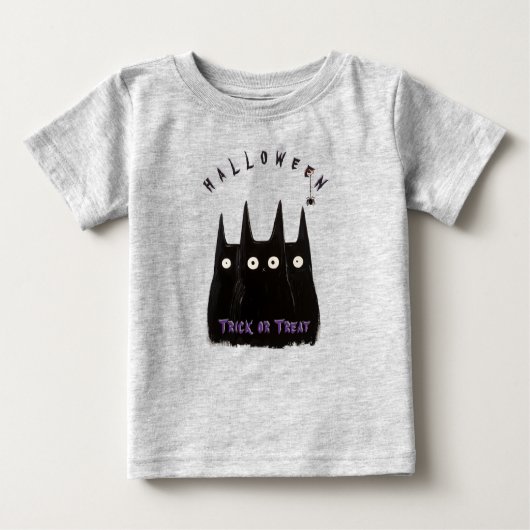 Cat and Halloween, personalized ベビーTシャツ (正面)