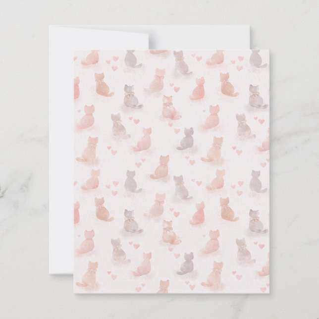 Cat and Heart Pattern Paper Sheet (正面)