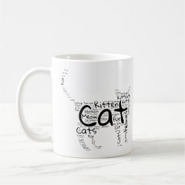 Cat and Kitten Word Cloud - ユニークデザイン コーヒーマグカップ