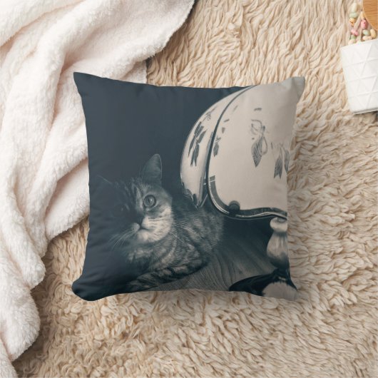 Cat and Lamp Noir Style Photograph クッション (ブランケット)