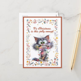 Cat and Lights It's Christmas Is This Jolly Enough シーズンポストカード