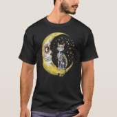 Cat And Moon Sugar Skull Dia De Los Muertos Day Of Tシャツ (正面)