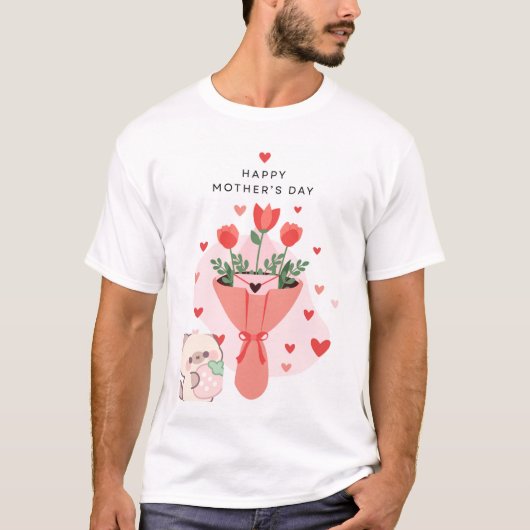 Cat and mothers day design t-shirt tシャツ (正面)