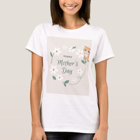 Cat and mothers day design t-shirt  tシャツ (正面)