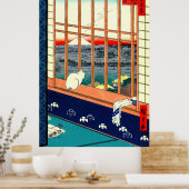 Cat and Mount Fuji 1857 ポスター (キッチン)