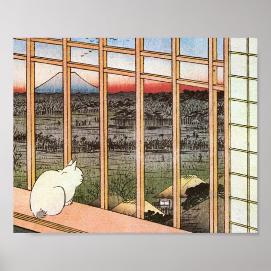 Cat and Mount Fuji, Hiroshige ポスター (正面)