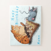 Cat and Mouse 遊 Chess - Add Name -誕生日 ジグソーパズル (縦)