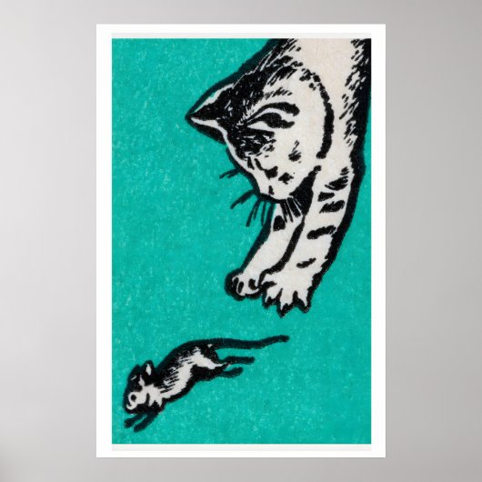Cat and Mouse Matchbox Print - Vintage Eastern ポスター (正面)