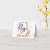 Cat and Pony card for a two year old カード (黄色い花)