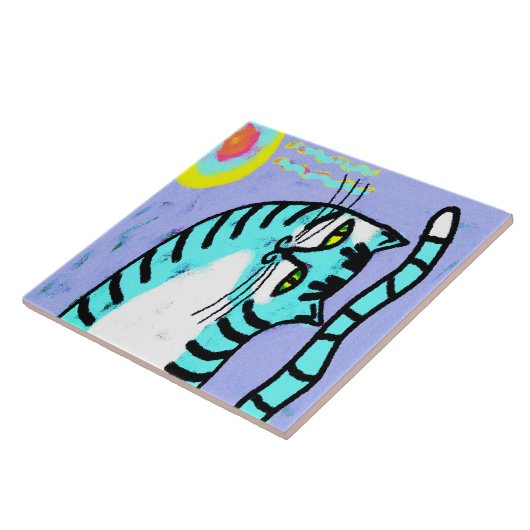 Cat and Sun Abstract Digital Art タイル (側面)