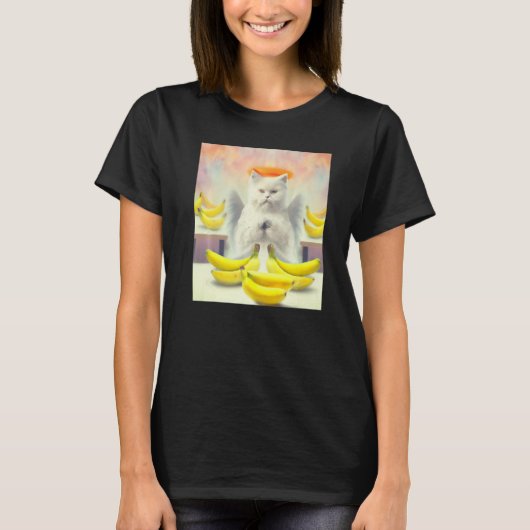 Cat angel artwork meow kitty portrait cute banana  tシャツ (正面)