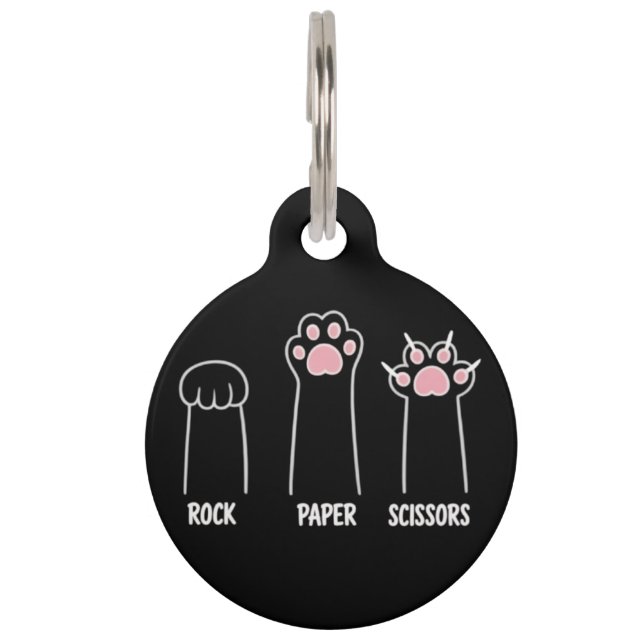 Cat Animal Pet Lover Rock Paper Scissors Hand Game ペット　ネームタグ (正面)