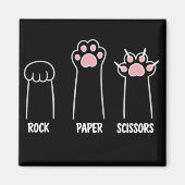 Cat Animal Pet Lover Rock Paper Scissors Hand Game マグネット (正面)