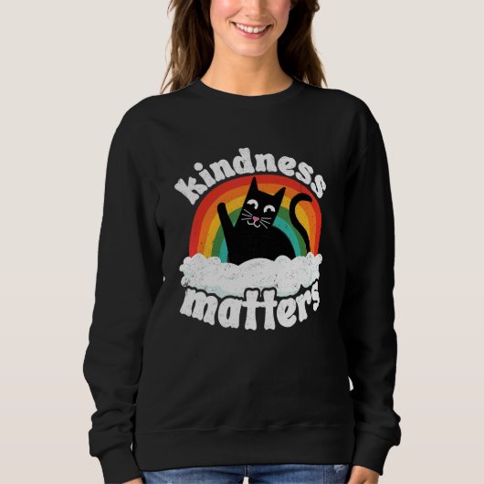 Cat Anti Bullying Rainbow Kindness Matters Sped Te スウェットシャツ (正面)