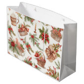 Cat arranging Winter Flowers for Christmas  ラージペーパーバッグ (裏面アングル)