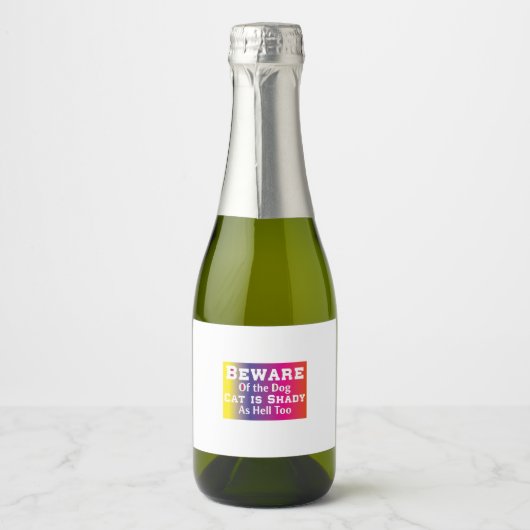 Cat Art Beware Of The Dog スパークリングワインラベル (正面)